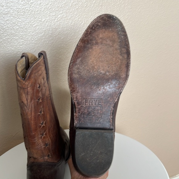 FRYE LEATHER BOOTS WYATT AMERICAN CUT OUT STARS MENS 11 1/2 D - Picture 6 of 9